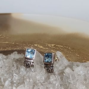 Blue Topaz Sterling Silver Stud Post Gemstone Earrings